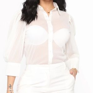 - Sheer Button Down shirt -off white